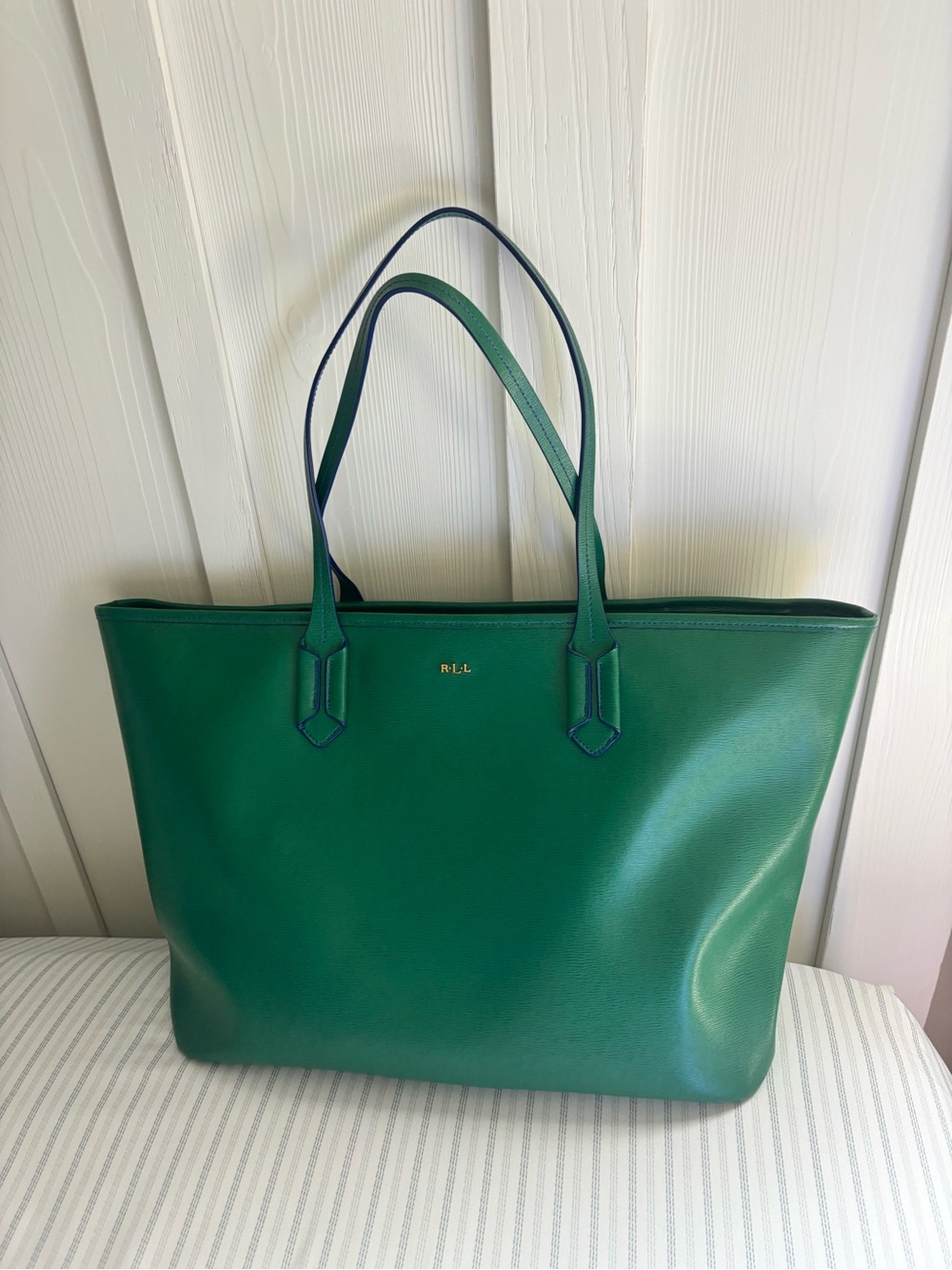 Ralph Lauren Green Leather Tote Bag